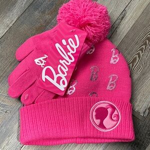 Barbie Pink Pom-Pom Hat and Gloves Set